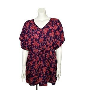 Lands' End Ladies Swim Cover-Up Size M/L Floral RUNS BIG Beach Vacation
